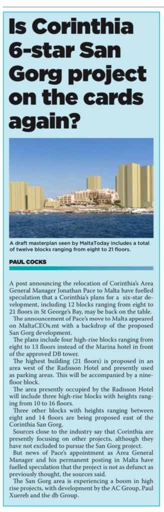 A recent report by BusinessToday on the Corinthia project
