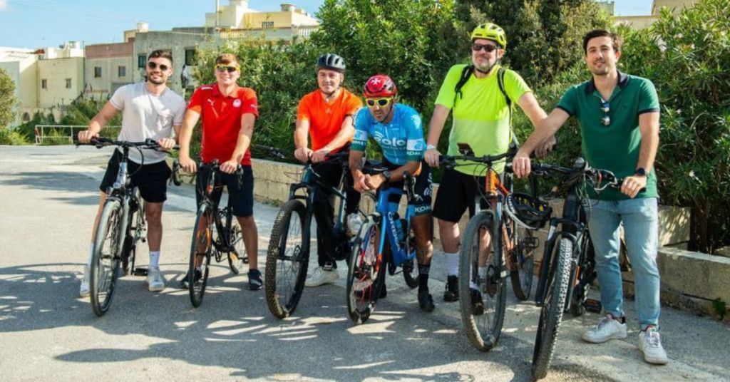 Minister Aaron Farrugia (centre) during a recent ride with local cyclists