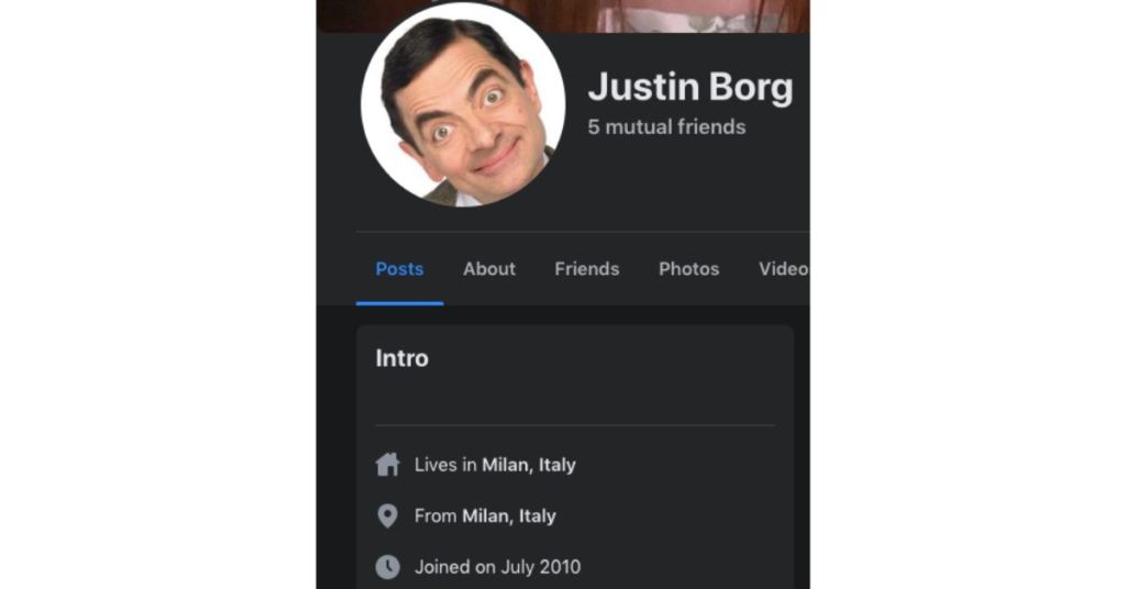 Justin Borg's profile earlier today 