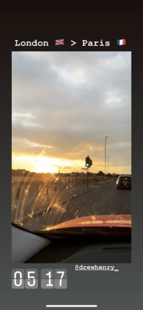 Instagram screenshot driving from central London to the Port of Dover