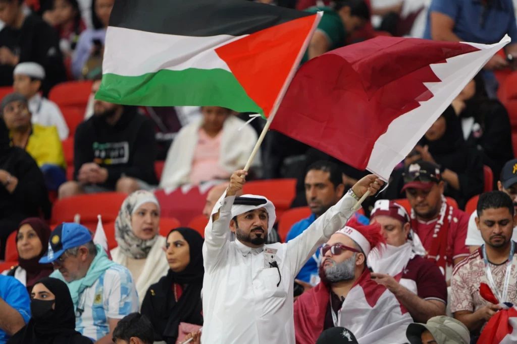 The Palestinian flag flew high in Qatar (Source: Al Jazeera)