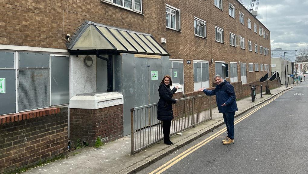 Angele Cuschieri and Rennie Zerafa outside Puttinu's new apartment for cancer patients in central London