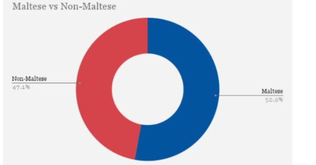 Figure 8. Percentages of Maltese vs Non-Maltese people seeking shelter from 2012 to 2022, excluding cases with incomplete information.