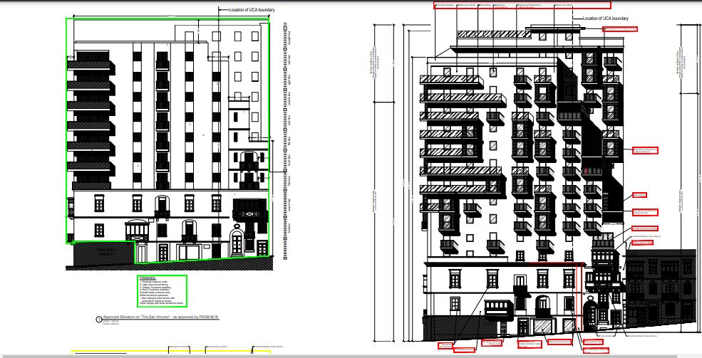 Approved side-elevation on Triq San Vinċenz