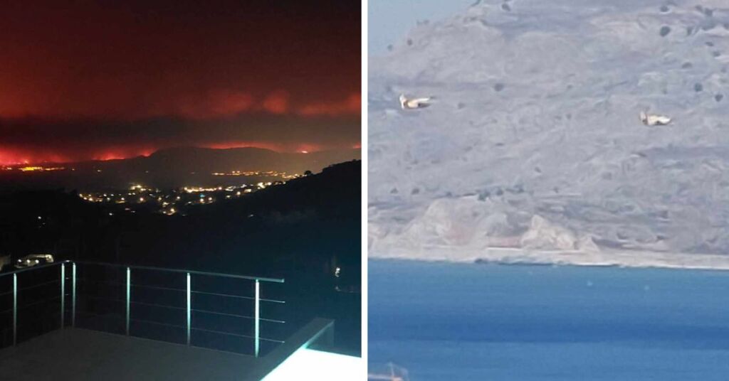 Rhodes burning as water bombers pick up seawater to fight the fires