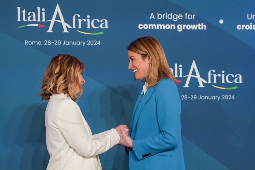 Roberta Metsola with Italian Prime Minister Giorgia Meloni