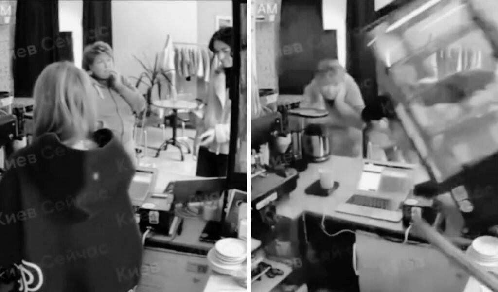 Stills from the CCTV video that captured the blast in a coffee shop