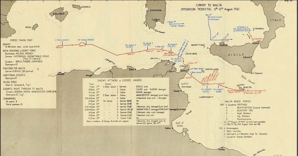 Credit: Operation “Pedestal”, from S.W. Roskill, The War at Sea, Vol. II, The Period of Balance (London: HMSO, 1956)